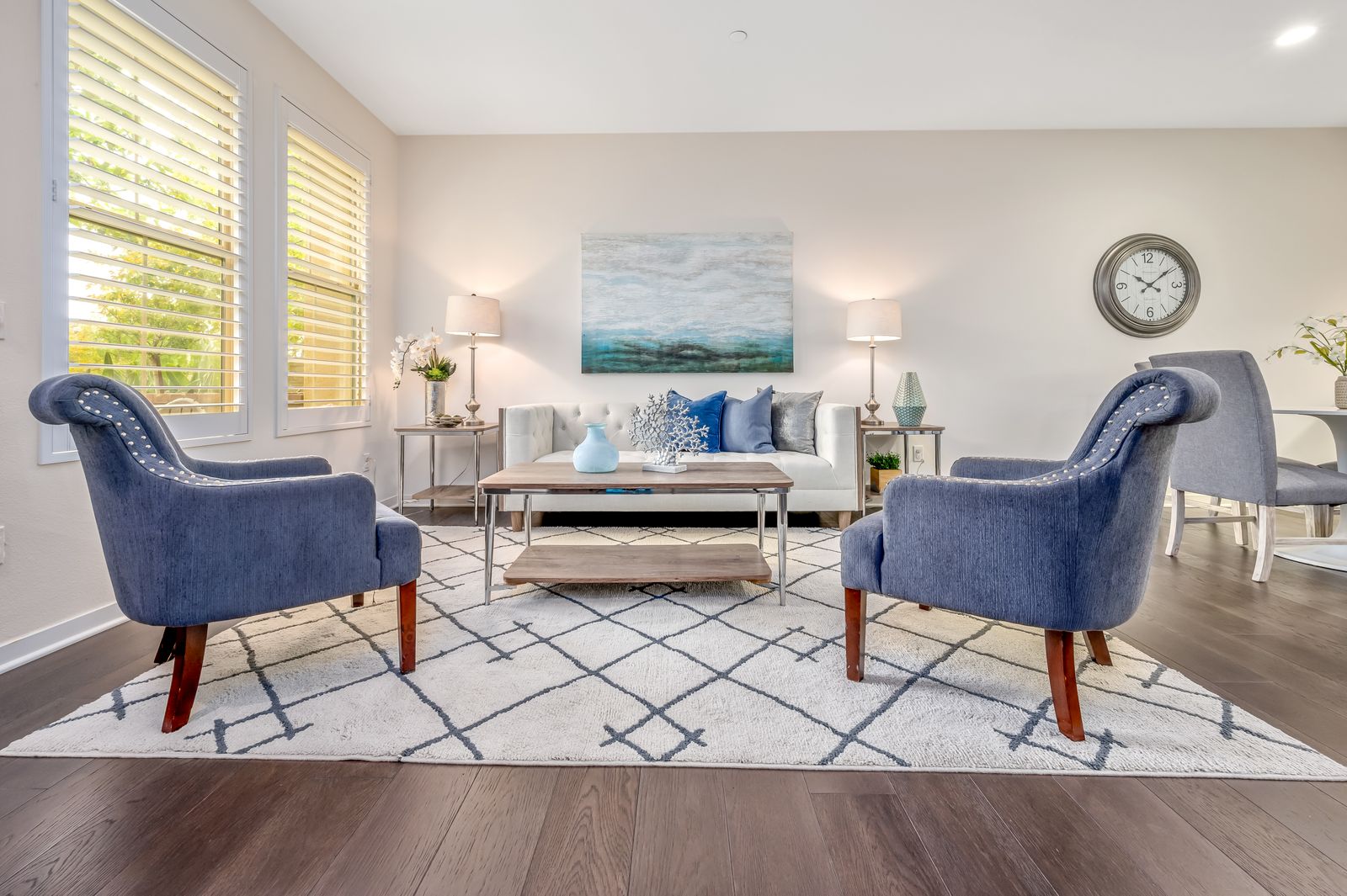 Tastefully styled and staged living room presented for sale